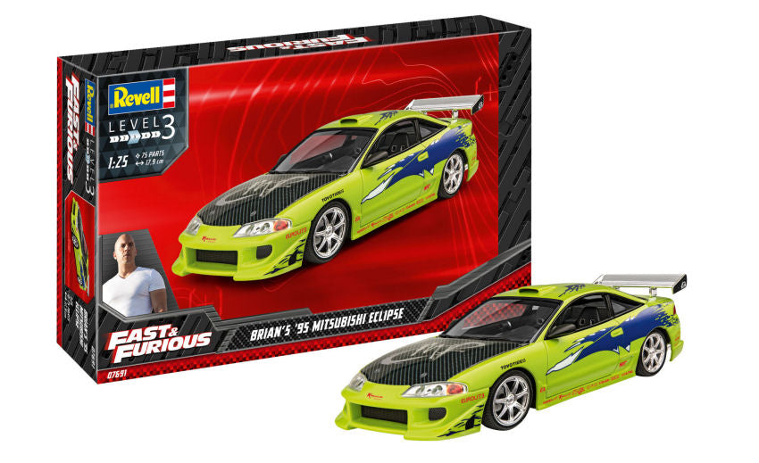 MODELLINO IN SCALA Revell COMPATIBILE CON FAST & FURIOUS - BRIAN'S 1995 MITSUBISHI ECLIPSE KIT 1:25 MODEL SCALE RV07691 241217