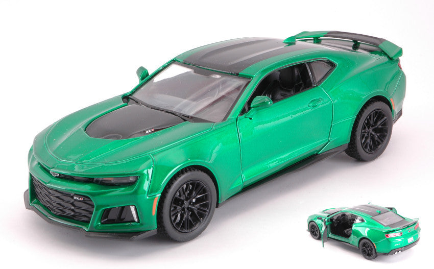 MODELLINO IN SCALA MotorMax COMPATIBILE CON CHEVROLET CAMARO ZL1 2017 GREEN 1:24 MODEL SCALE MTM79351GN 241217