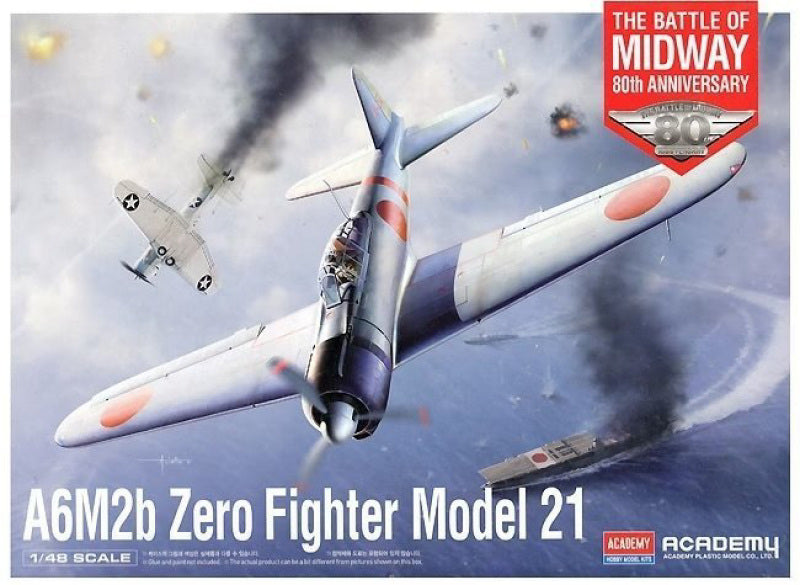 MODELLINO Academy MITSUBISHI A6M2B ZERO FIGHTER MODEL 21 THE BATTLE OF MIDWAY KIT 1:48 MODEL SCALE ACD12352 250506
