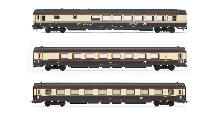 MODELLINO IN SCALA COMPATIBILE CON FS 3-UNITS PETRUZZELLI MILANO-BARI C BANDIERA LIVERY EPOCA V 1:87 RIVAROSSI HR4358