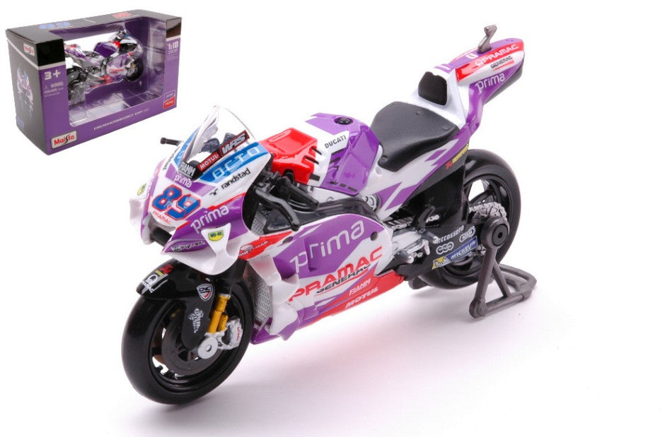 MODELLINO IN SCALA COMPATIBILE CON DUCATI DESMOSEDICI PRAMAC 2022 N.89 JORGE MARTIN 1:18 MAISTO MI36390M