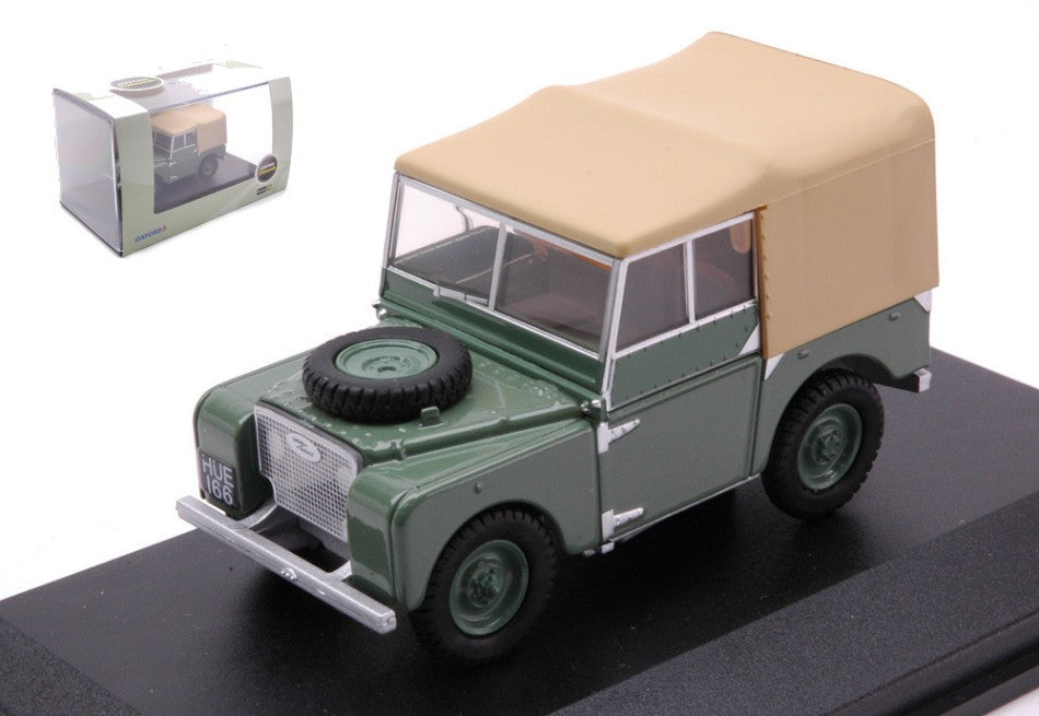 MODELLINO IN SCALA COMPATIBILE CON LAND ROVER SERIES 1 80 INCH LIGHT GREEN W/SOFT TOP BEIGE 1:43 OXFORD OXFLAN180001
