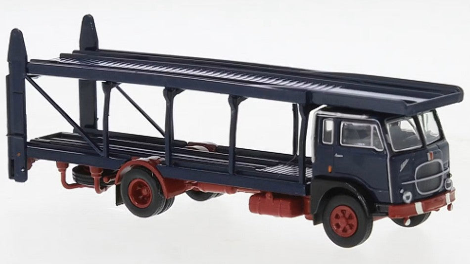 MODELLINO IN SCALA COMPATIBILE CON FIAT 642 CAR TRANSPORT DARK BLUE/DARK RED 1:87 BREKINA BRE58485