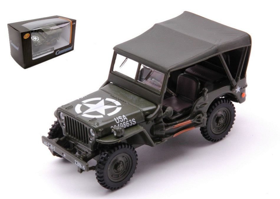 MODELLINO IN SCALA COMPATIBILE CON JEEP WILLY'S 4X4 SOFT TOP GREEN 1:43 CARARAMA CA91850