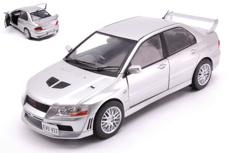 MODELLINO IN SCALA COMPATIBILE CON MITSUBISHI LANCER EVOLUTION VII 2001 SILVER RHD 1:24 WHITEBOX WB124204