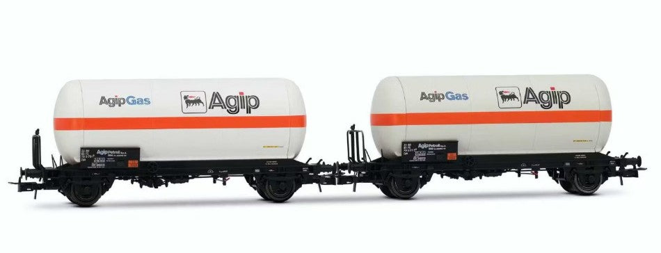 MODELLINO IN SCALA COMPATIBILE CON FS 2-UNIT PACK 2-AXLE GAS TANK WAGONS AGIPGAS EP.IV 1:87 RIVAROSSI HR6620