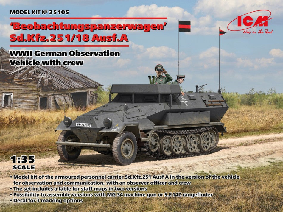 KIT DA MONTARE COMPATIBILE CON BEOBACHTUNGSPANZERWAGEN Sd.Kfz.251/18 Ausf.A.WWII KIT 1:35 ICM ICM35105