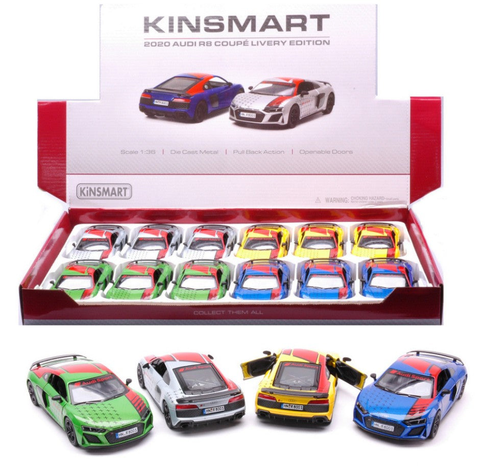 AUDI R8 COUPE' LIVERY EDITION COL.ASS.cm 12 1:38 Scale Varie Kinsmart