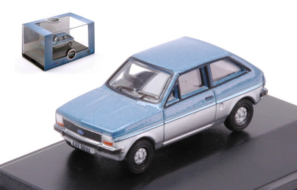 MODELLINO IN SCALA COMPATIBILE CON FORD FIESTA MK1 METALLIC BLUE/SILVER 1:76 OXFORD OXF76FF007