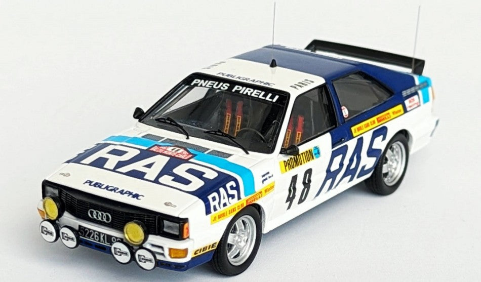MODELLINO SCALA COMPATIBILE CON AUDI QUATTRO MONTE CARLO RALLY 1983 BOS-DEMUTH 1:43 TROFEU TFRRFR74
