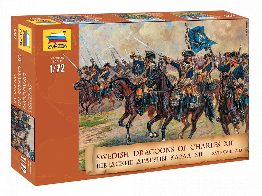 MODELLINO Zvezda SWEDISH DRAGOONS CHARLES XII 1Tth-18th CENTURY KIT 1:72 MODEL SCALE Z8057 250506