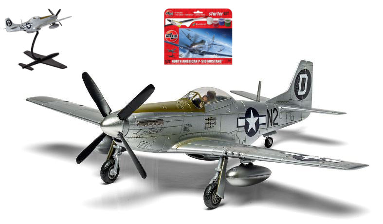 MODELLINO Airfix NORTH AMERICAN P51D MUSTANG SMALL STARTER SET KIT 1:72 MODEL SCALE A55013 250506