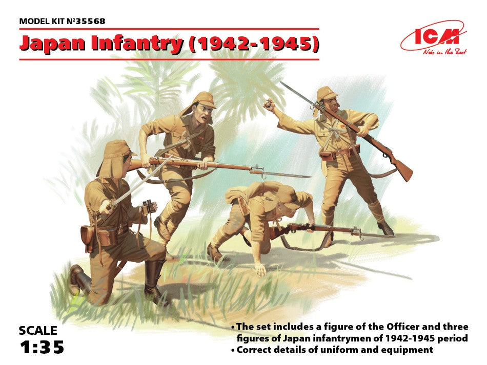 JAPAN INFANTRY 1942-1945 4 FIGURES KIT 1:35 Scala 1:35 ICM