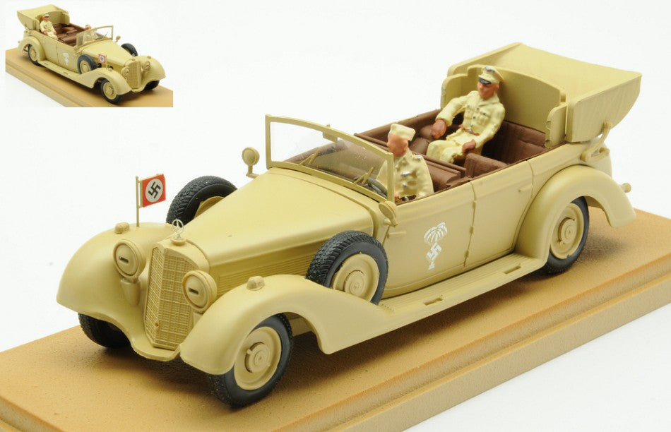 MODELLINO IN SCALA Rio COMPATIBILE CON MERCEDES 770K AFRICA KORPS 1941 WITH ROMMEL AND DRIVER FIGURES 1:43 MODEL SCALE RI4729 241220