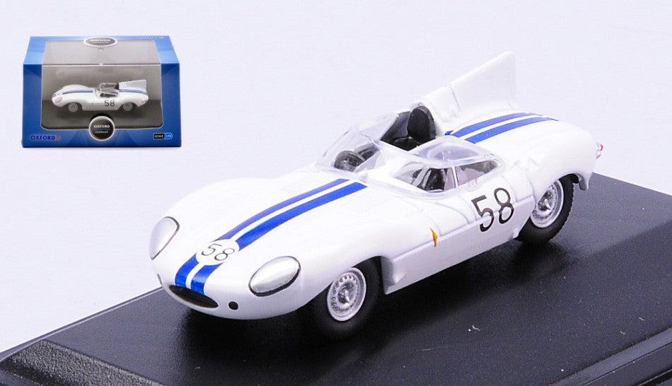 MODELLINO SCALA COMPATIBILE CON JAGUAR D TYPE N.58 WINNER LIME ROCK 1957 WALT HANSGEN 1:76 OXFORD OXF76DTYP003