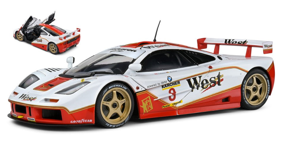 MODELLINO SCALA COMPATIBILE CON McLAREN F1 GTR N.8 BPR GT ENDURANCE 1995 J.NIELSEN-T.BSCHER 1:18 SOLIDO SL1804107