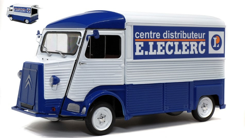 MODELLINO SCALA COMPATIBILE CON CITROEN TYPE HY E.LECLERC CENTRE DISTRIBUTEUR 1969 BLUE/WHITE 1:18 SOLIDO SL1850032