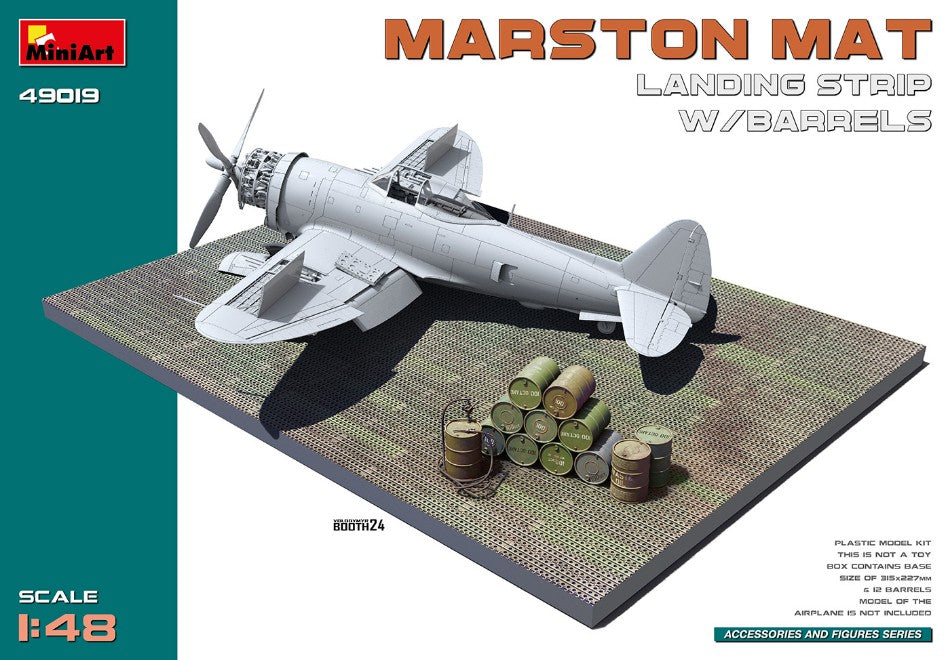 MARSTON MAT LANDING STRIP W/BARRELS KIT 1:48 Scala 1:48 Miniart