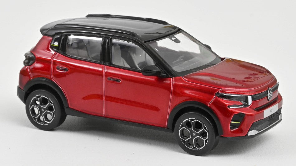 MODELLINO IN SCALA Norev COMPATIBILE CON CITROEN C3 2024 ELIXIR RED/BLACK ROOF 1:43 MODEL SCALE NV155310 241220