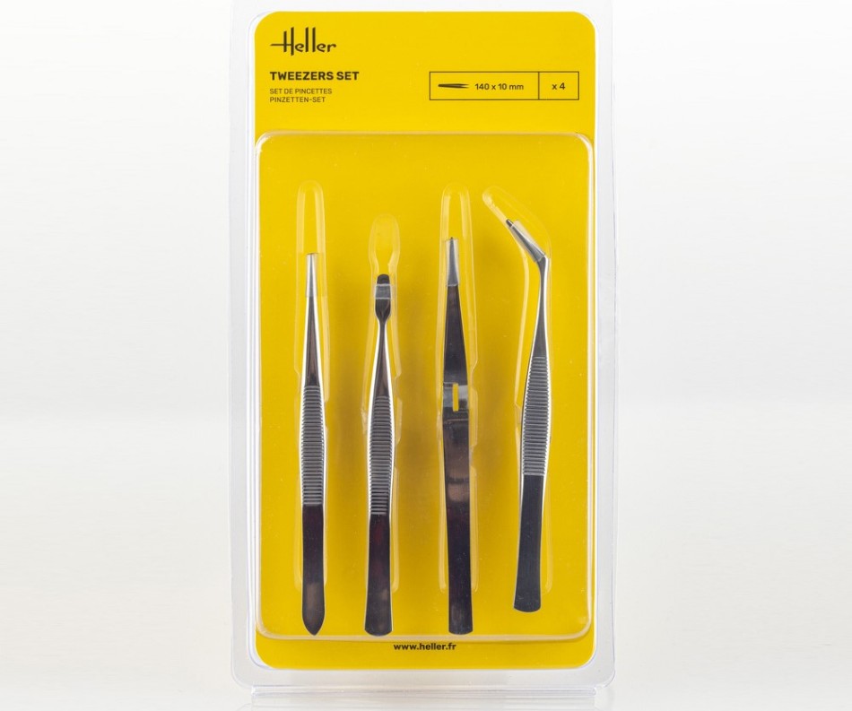 MODELLINO Heller PINZETTE TWEEZERS SET (4 PIECES) MODEL SCALE HL99023 250506