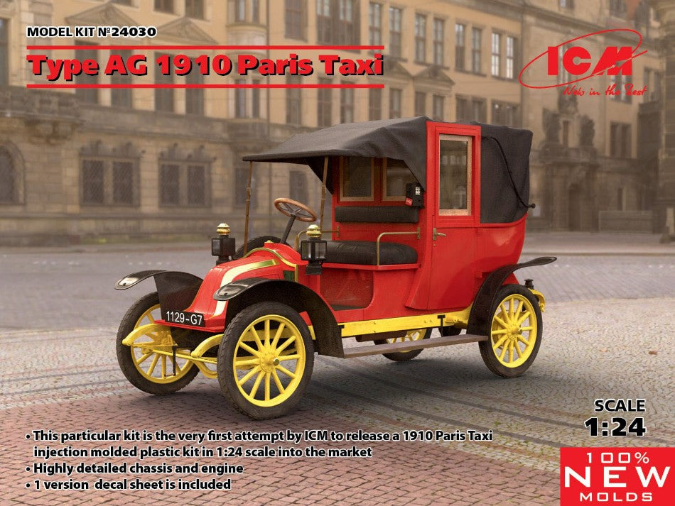 MODELLINO ICM TYPE AG 1910 PARIS TAXI KIT 1:24 MODEL SCALE ICM24030 250506