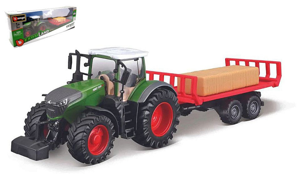 MODELLINO Burago TRATTORE FENDT 1050 VARIO TRASPORTO BALLE PAGLIA cm 24 MODEL SCALE BU31920E 250506