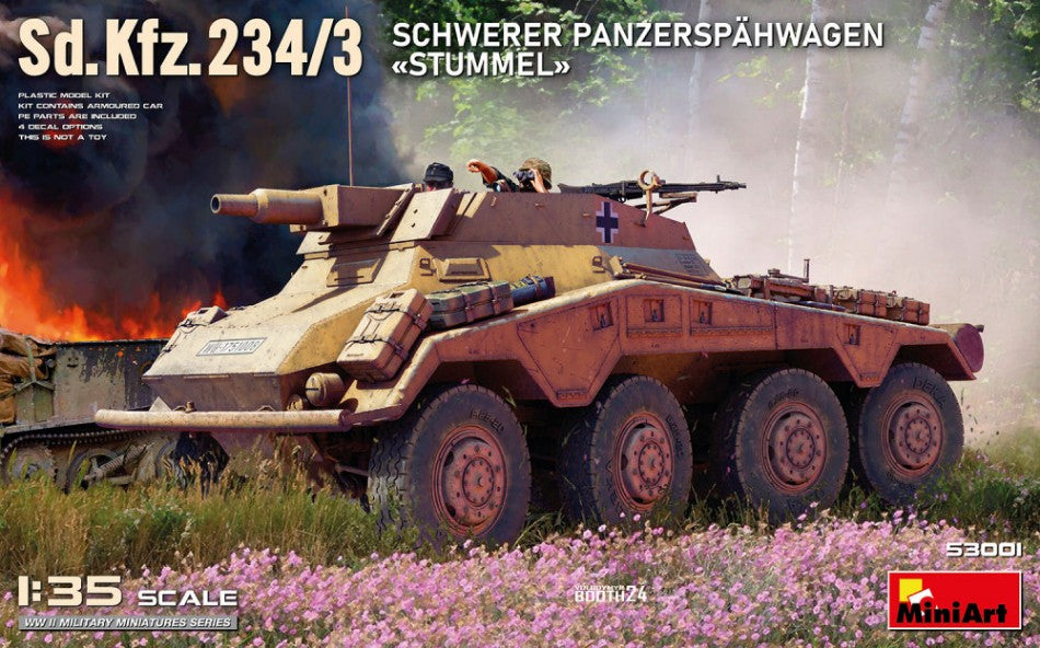 MODELLINO Miniart SD.KFZ.234/3 SCHWERER PANZERSPAHWAGEN STUMMEL KIT 1:35 MODEL SCALE MIN53001 250506