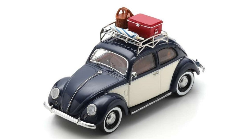 MODELLINO IN SCALA Schuco COMPATIBILE CON VW BEETLE "SUMMER HOLIDAYS" WITH ROOF RACK CAMPING DIE CAST 1:43 MODEL SCALE SH450728800 241217