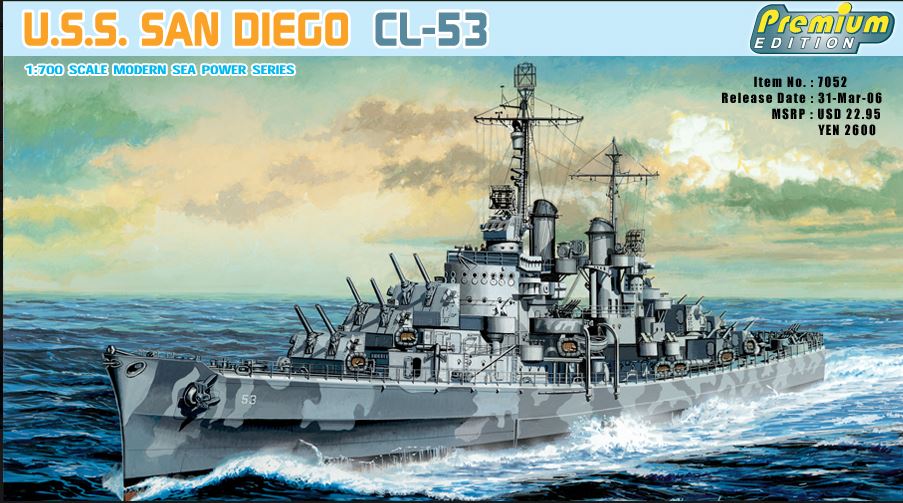 MODELLINO Dragon U.S.S. SAN DIEGO CL-53 KIT 1:700 MODEL SCALE D7052 250506