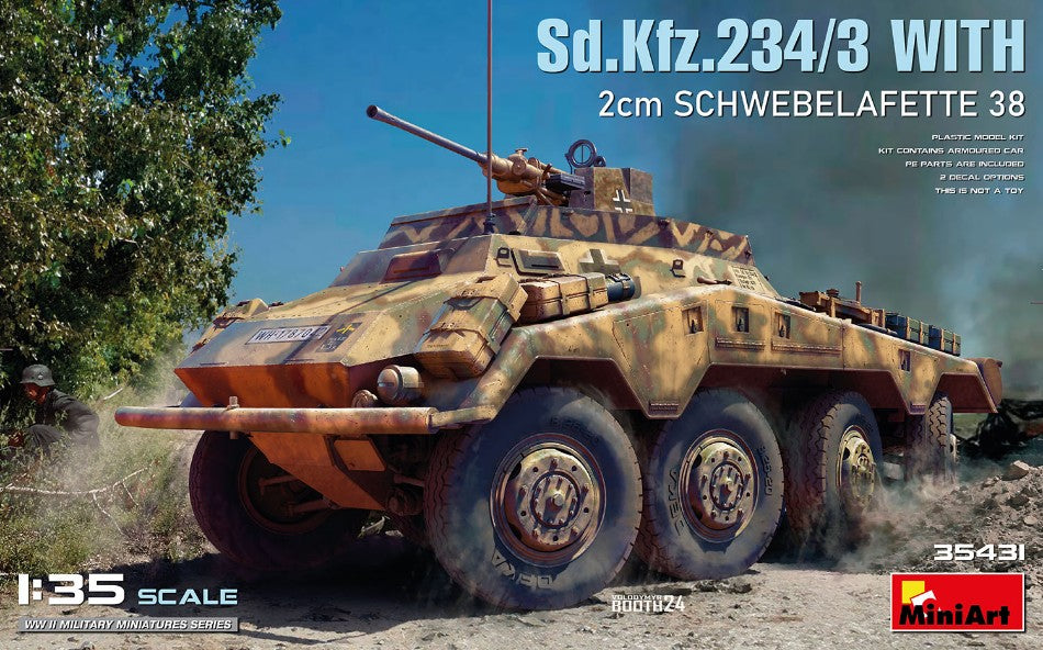 MODELLINO Miniart Sd.Kfz.234/3 WITH 2cm SCHWEBELAFETTE 38 KIT 1:35 MODEL SCALE MIN35431 250506