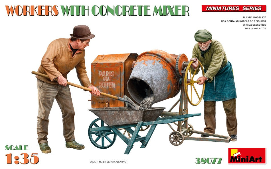 MODELLINO Miniart WORKERS WITH CONCRETE MIXER KIT 1:35 MODEL SCALE MIN38077 250506