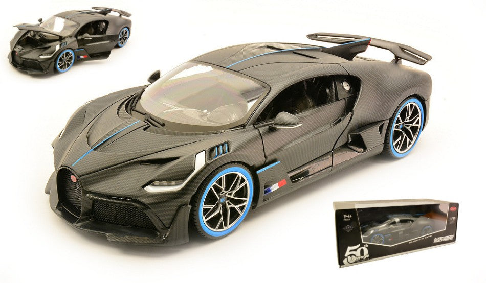 MODELLINO Burago BUGATTI DIVO 2019 50th ANNIVERSARY CARBON 1:18 MODEL SCALE BU11101 250506