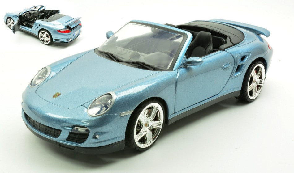 MODELLINO MotorMax PORSCHE 911 TURBO CABRIO 2008 METALLIC LIGHT BLUE 1:18 MODEL SCALE MTM73183GY 250506