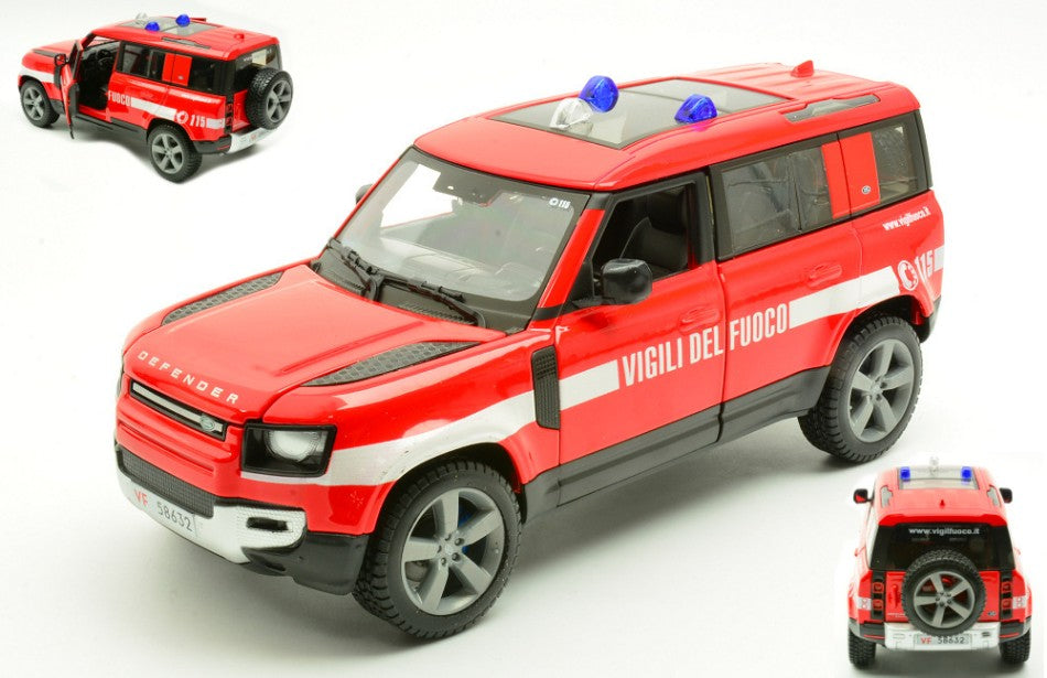 MODELLINO Burago LAND ROVER DEFENDER 110 2022 VIGILI DEL FUOCO 1:24 MODEL SCALE BU01772LRD 250506