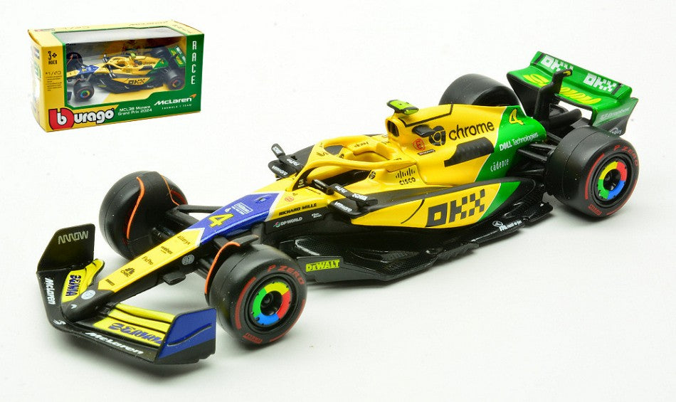 MCLAREN MCL 38 N.4 4th MONACO GP 2024 LANDO NORRIS-SENNA 30th ANNIV.1:43 Scala 1:43 Burago