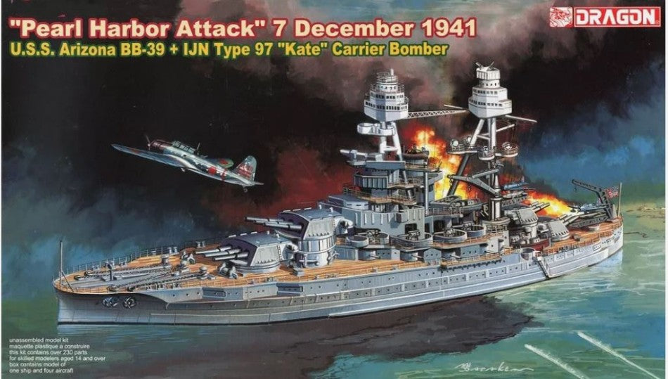 MODELLINO Dragon U.S.S. ARIZONA BB-39 PEARL HARBOR ATTACK W/TYPE 97 "KATE" KIT 1:700 MODEL SCALE D7127 250506