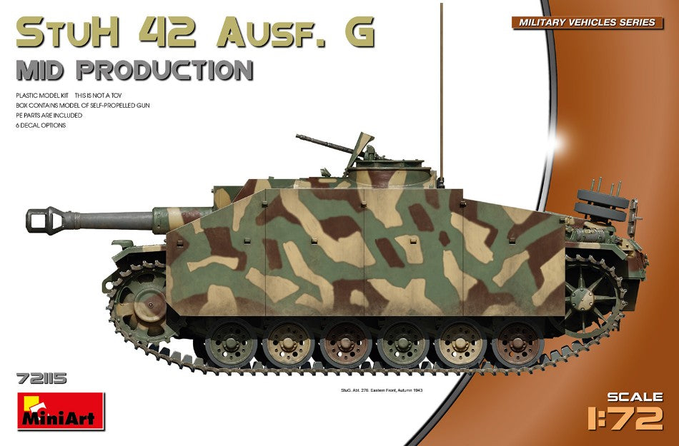 MODELLINO Miniart StuH 42 Ausf.G MID PROD.KIT 1:72 MODEL SCALE MIN72115 250506