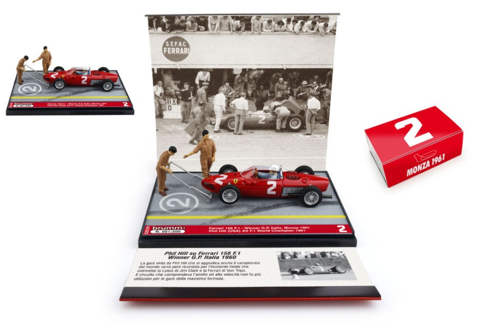 MODELLINO Brumm FERRARI 156 F1 WINNER GP ITALIA 1961 PHIL HILL PIT STOP 1:43 MODEL SCALE BMS2501 250506