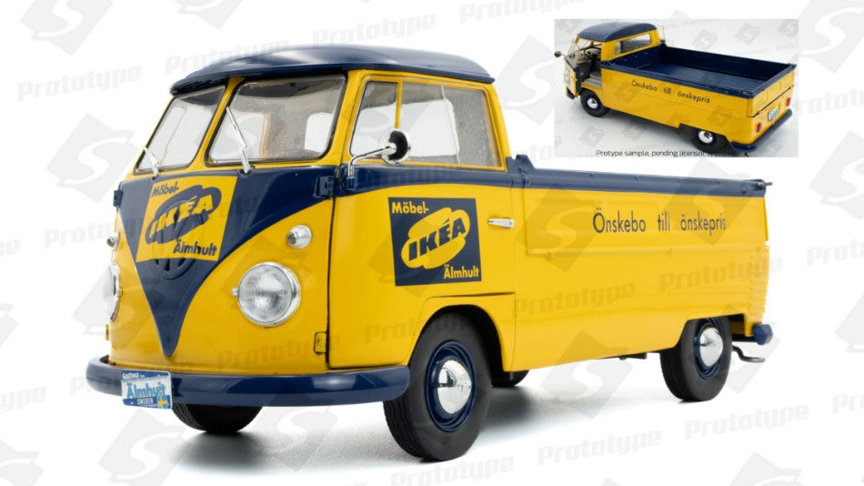 MODELLINO Solido VOLKSWAGEN T1B PICK-UP IKEA 1950 YELLOW/BLUE 1:18 MODEL SCALE SL1806709 250506