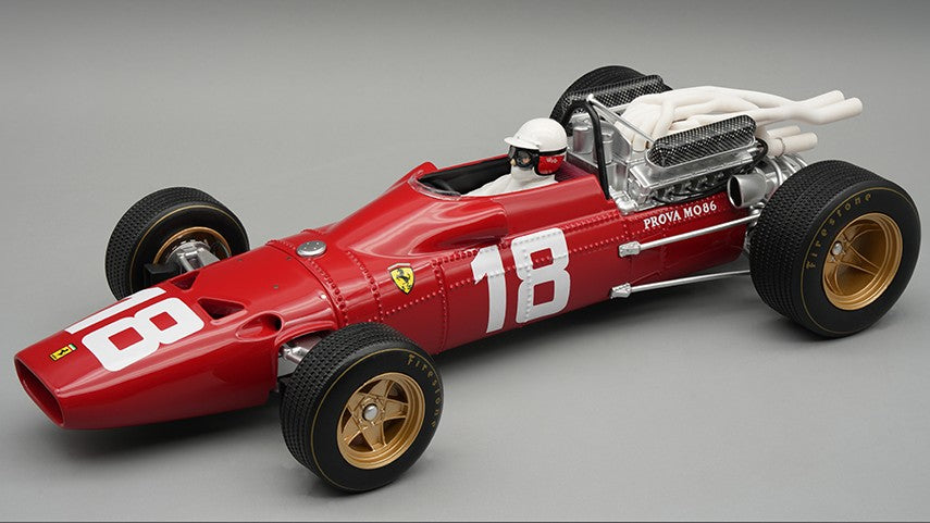 FERRARI 312 F1-67 N.18 MONACO GP 1967 L.BANDINI C/VETRINA E PILOTA 1:18 Scala 1:18 Tecnomodel
