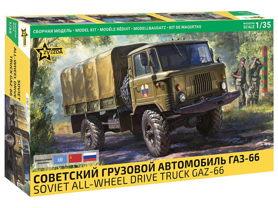 MODELLINO Zvezda GAZ-66 4x4 MILITARY TRUCK KIT 1:35 MODEL SCALE Z3707 250506