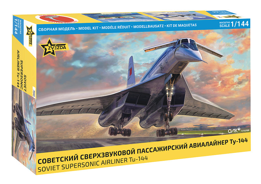 TU-144 SUPERSONIC CIVILIAN AIRCRAFT KIT 1:144 Scale Varie Zvezda