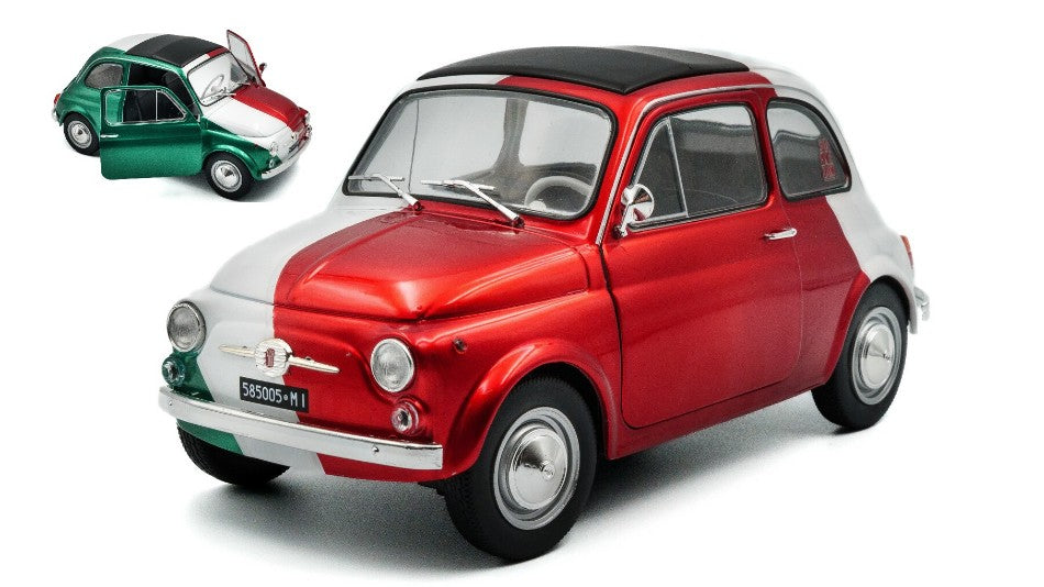 FIAT 500 TRIBUTE ITALIAN LIVERY 1965 RED/GREEN/WHITE 1:18 Scala 1:18 Solido