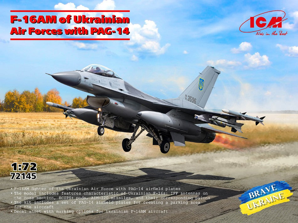F-16 AM OF UKRAINIAN AIR FORCES WITH PAG-14 KIT 1:72 Scala 1:72 ICM