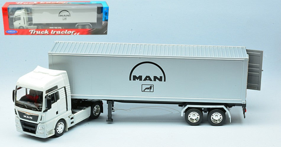 MAN TGX XXL TRACTOR CREAM W/SILVER TRAILER 1:32 Scala 1:32 Welly
