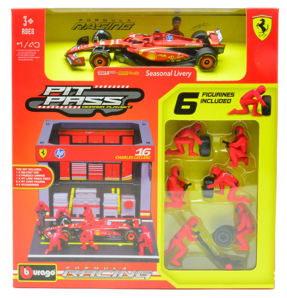 DIORAMA PIT STOP 2024 SF-24 N.16 CHARLES LECLERC 1:43 Scala 1:43 Burago