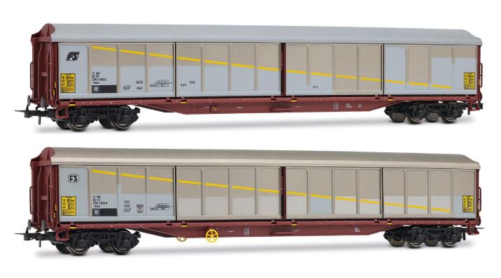 FS 2-UNIT PACK HABILS CLOSED WAGONS SILVER/BROWN LIVERY EP.V 1:87 Scala 1:87 Rivarossi