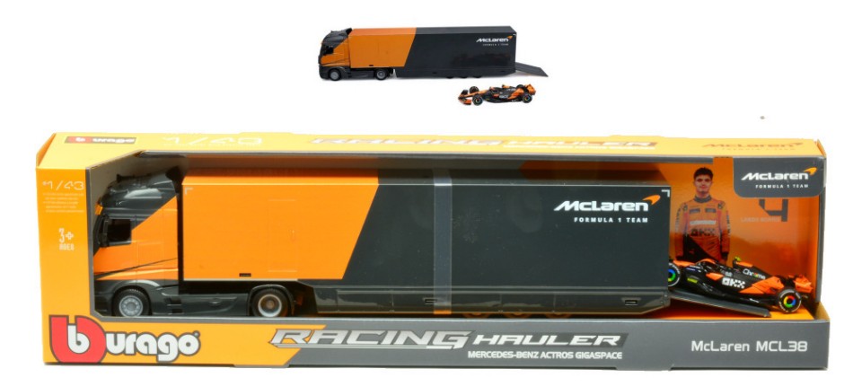 MERCEDES ACTROS GIGASPACE W/F1 MCL38 2024 N.4 L.NORRIS 1:43 Scala 1:43 Burago