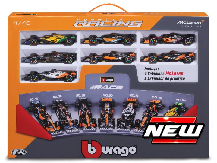 MCLAREN F1 SET: 2022-2023-7 MODELS VARIOUS GP AND DRIVERS 1:43 Scala 1:43 Burago
