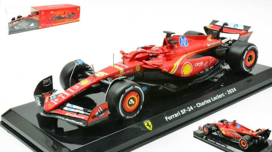 FERRARI SF-24 N.16 2024 CHARLES LECLERC SIGNATURE 1:24 Scala 1:24 Burago